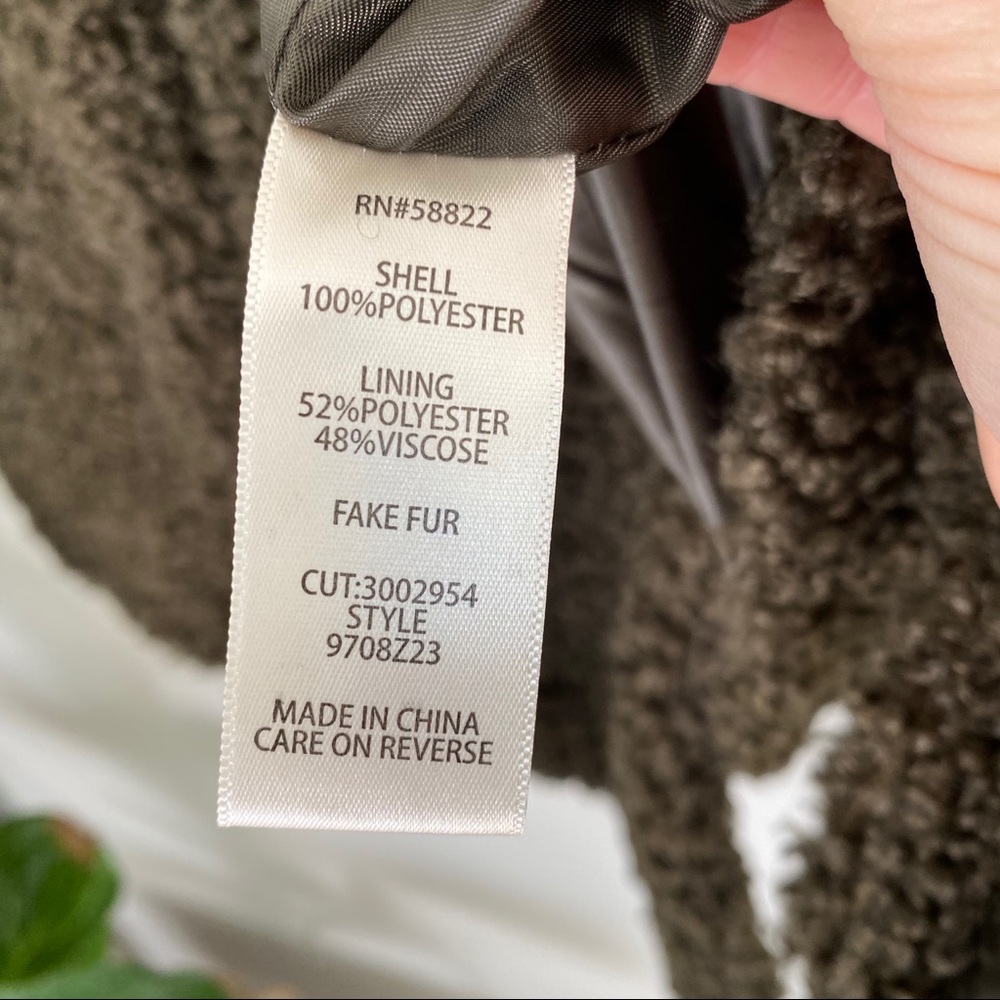 Max Studio Faux Shearling Teddy Jacket Olive L - Picture 6 of 7